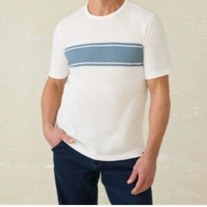 Men's Faherty White and Blue Striped Shirt